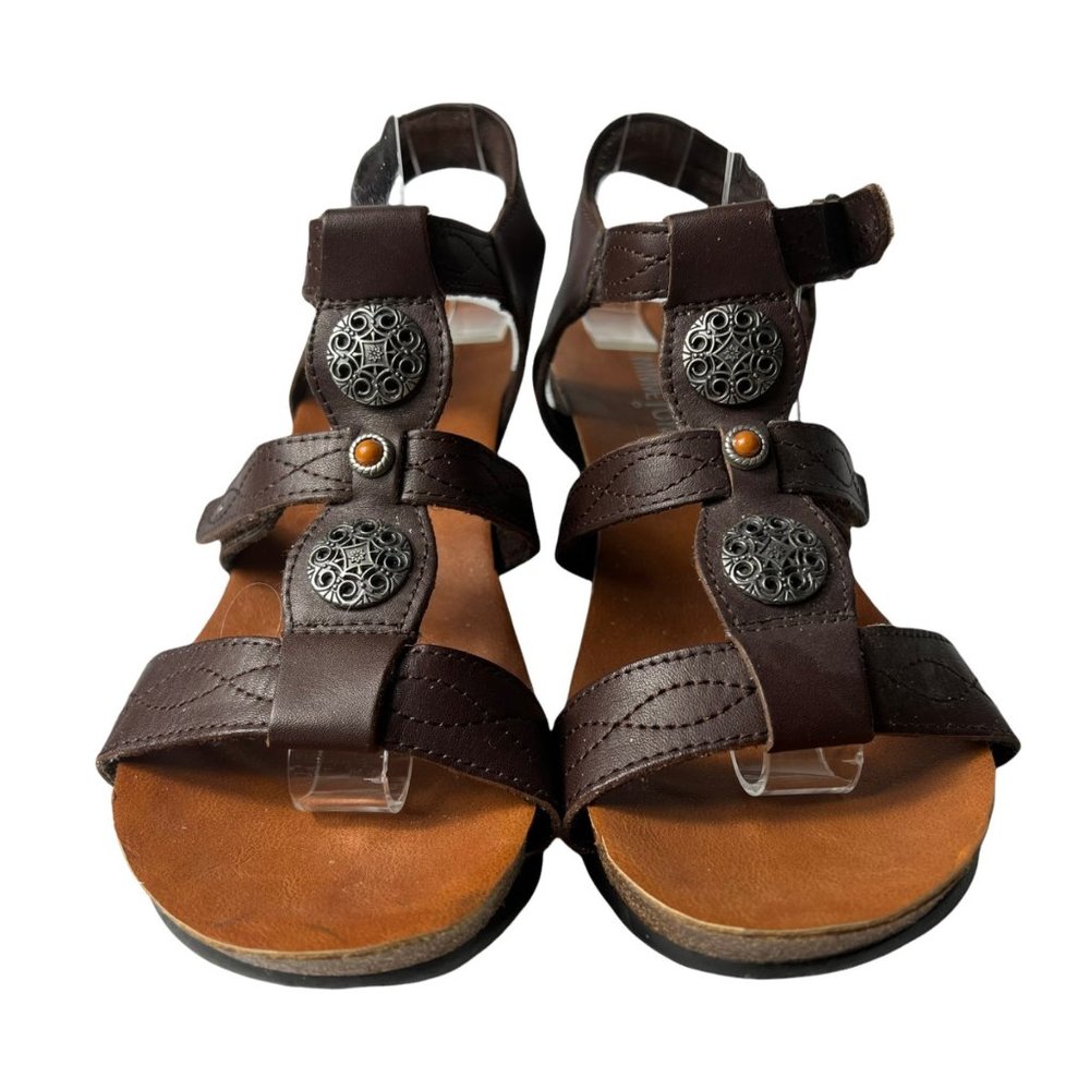 Minnetonka Women's Della Wedge Sandals Leather US Women's Size 7 Brown